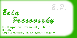 bela presovszky business card